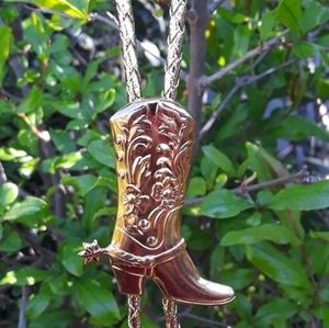 Gold Tone Cowboy Boots Bolo Tie